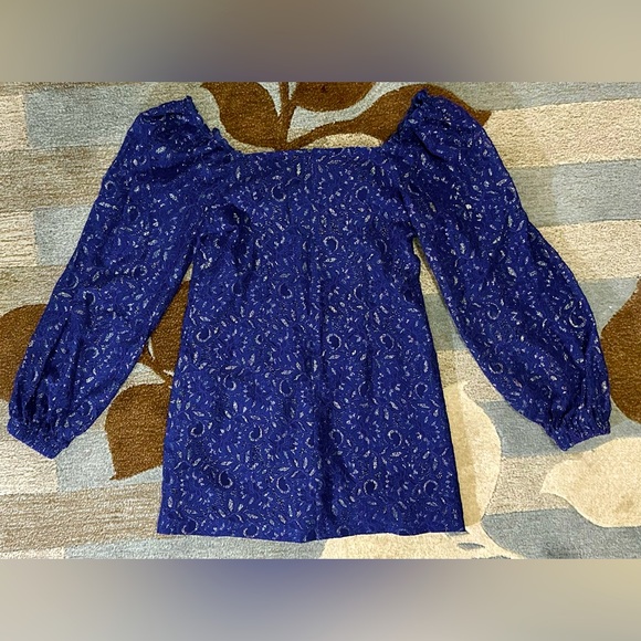 Revolve | Endless Rose Balloon Sleeve Embroidered Lace Blue Violet/Silver Mini - Picture 7 of 11